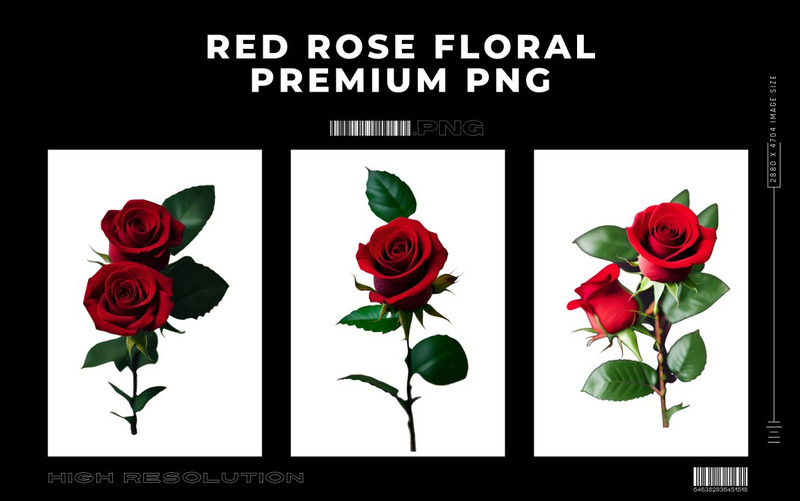 Paquete PNG premium floral rosa roja - Características Imagen 6