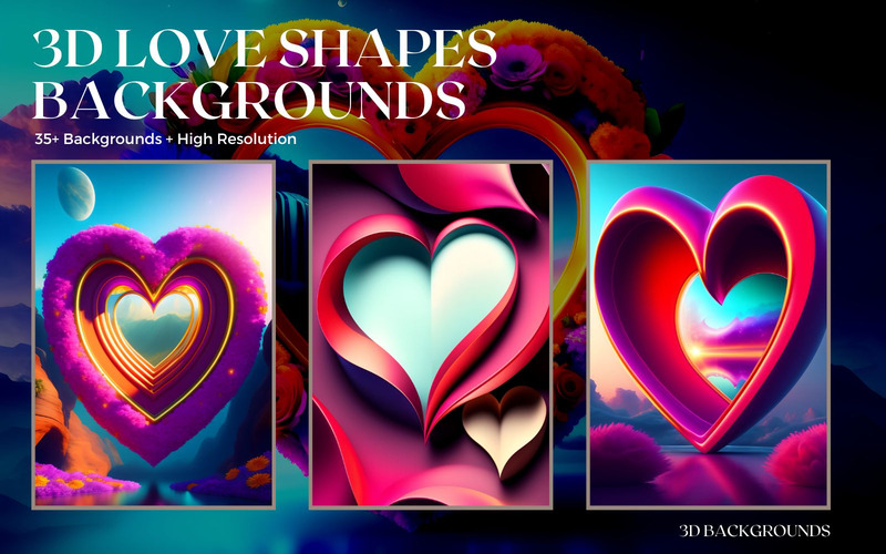 Valentines Love Shape Fond réaliste 3D - Caractéristiques de l’image 1