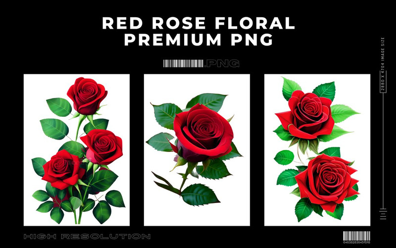Paquete PNG premium floral rosa roja - Características Imagen 3