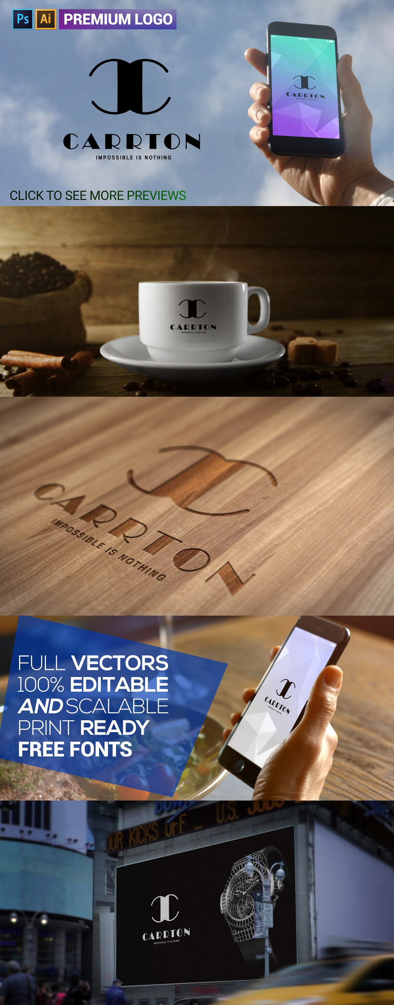 Premium KARTON C Harfi Logo Şablonu - Features Image 1