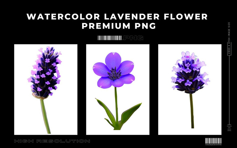 Watercolor Lavender Flower PNG Bundle - Features Image 8