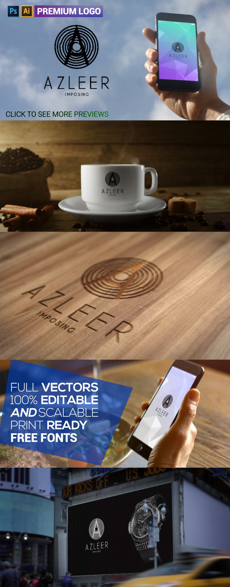 Modelo de Logotipo Azleer Premium Uma carta - Features Image 1