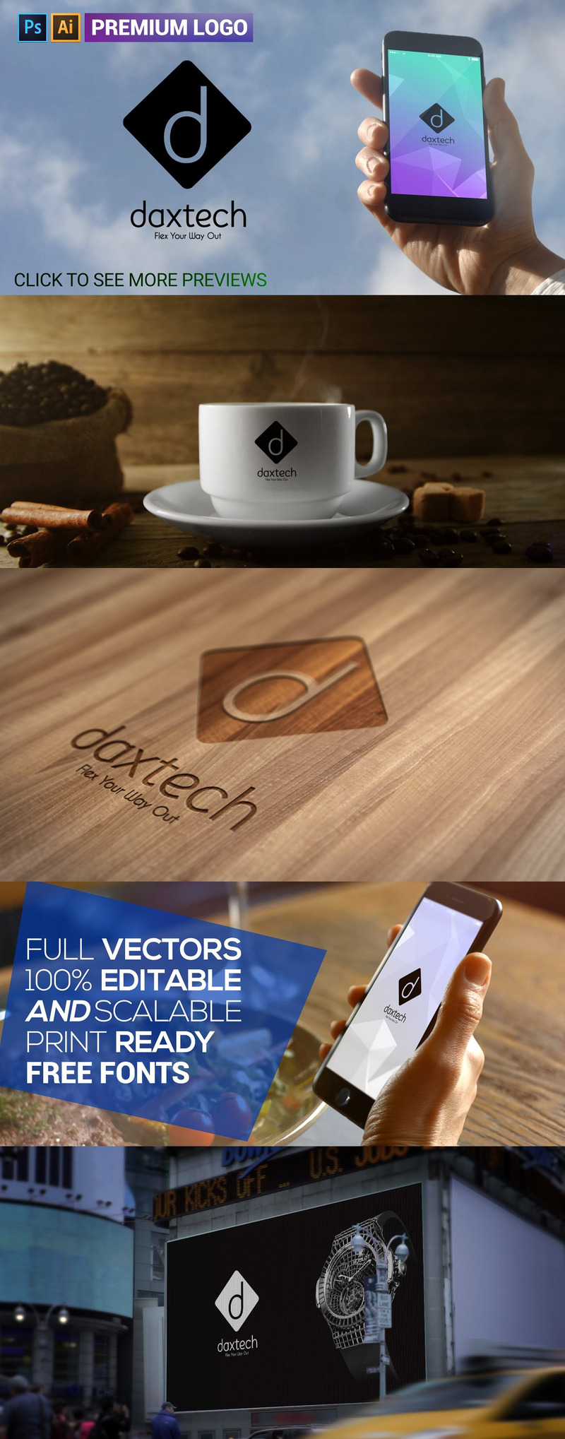 Modello di logo DAXTECH lettera D Premium - Caratteristiche Immagine 1