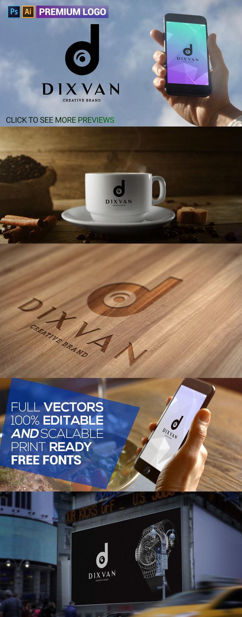 Modello di logo DIXVAN con lettera D premium - Caratteristiche Immagine 1