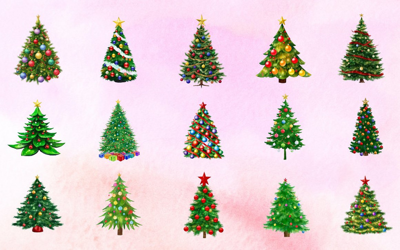 55 Akwarela Choinka Clipart - Obraz funkcji 3