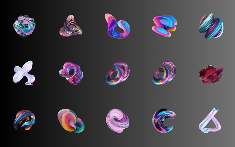 Clipart a forma di cromo iridescente 3D - Caratteristiche Immagine 5