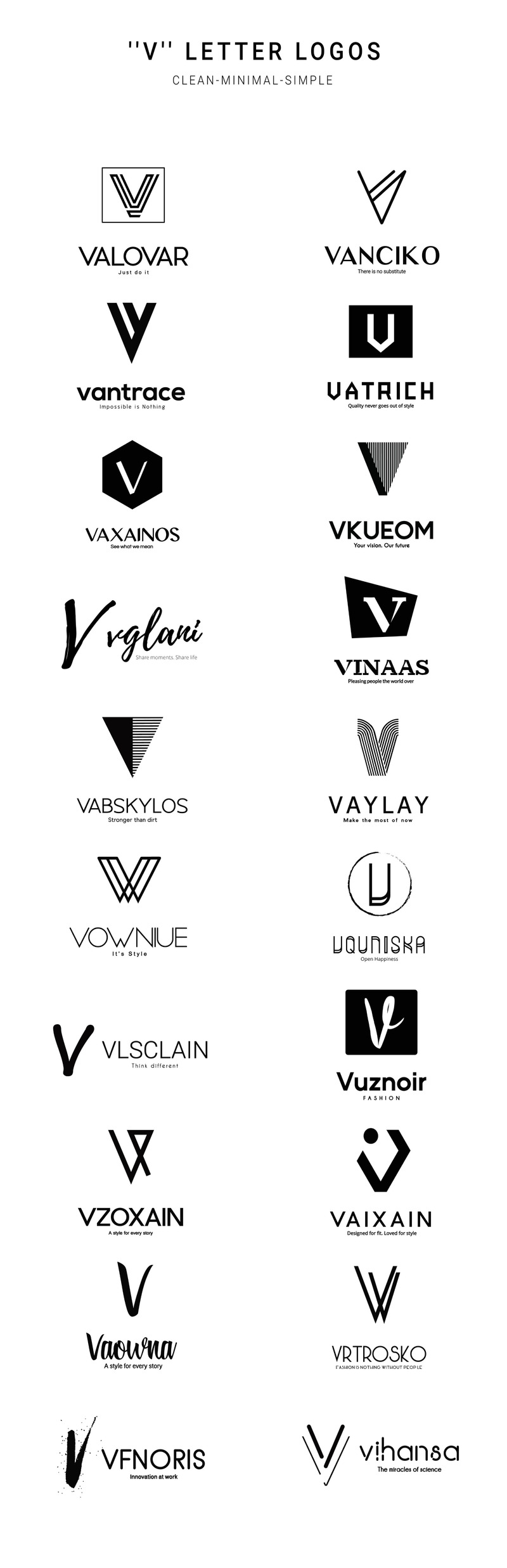 20 V Letter Alphabetic Logos - Features Image 1
