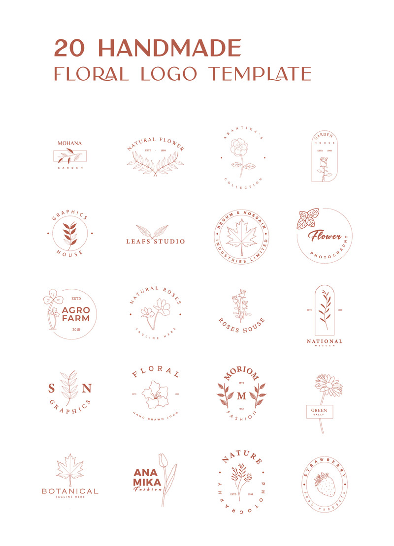 20 Floral Handmade Logo Templates - Features Image 2