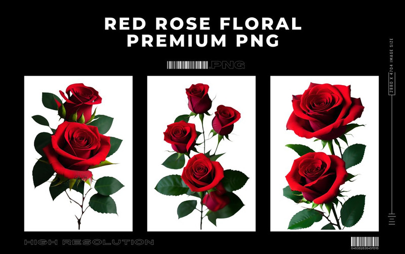 Paquete PNG premium floral rosa roja - Características Imagen 10