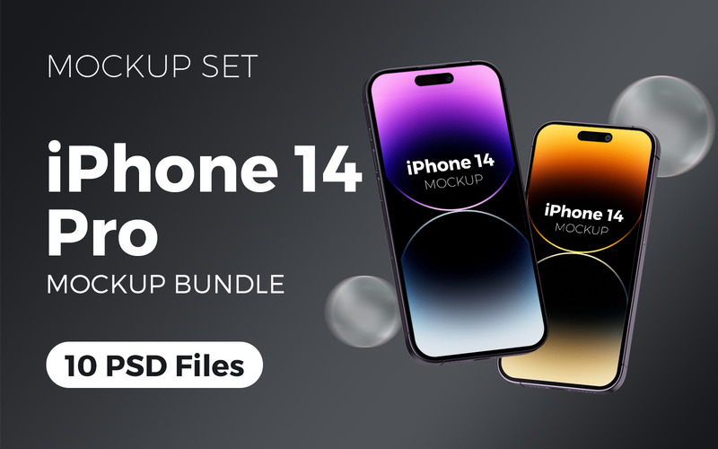 Pacchetto mockup iPhone 14 Pro Max - Caratteristiche Immagine 1