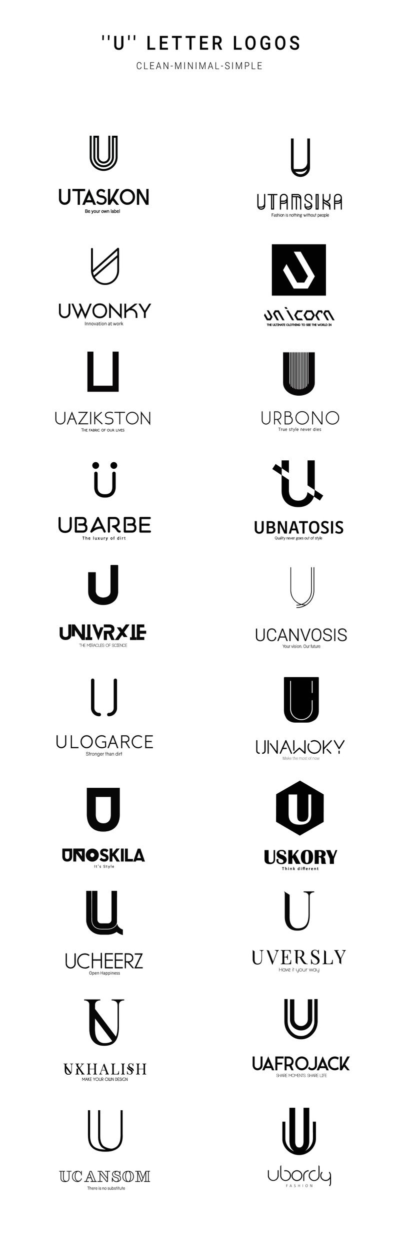 20 logotipos alfabéticos con letras U - Características Imagen 1