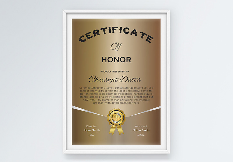 Certificado de honor de oro creativo - Características Imagen 2