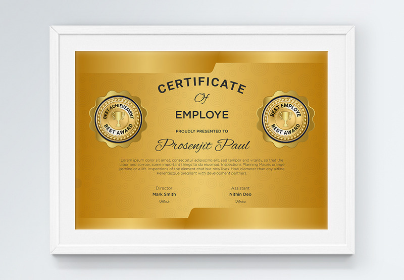 Golden Certificate For Employe - Features Image 2