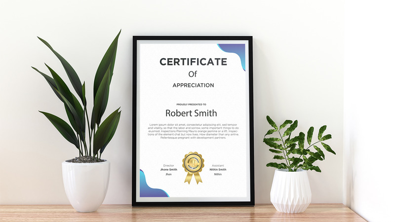 Plantilla de color azul vertical de certificado creativo - Características Imagen 1