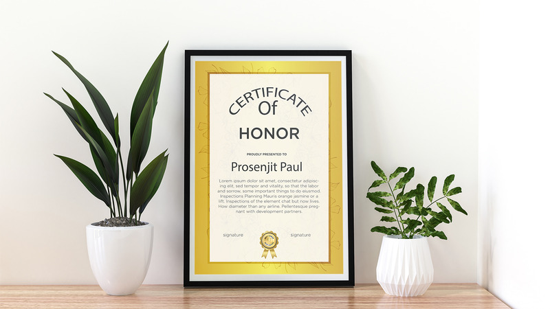 Vertical Honor Certificate With Floral Background - Features Image 1
