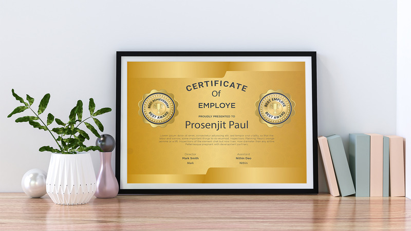Golden Certificate For Employe - Features Image 1