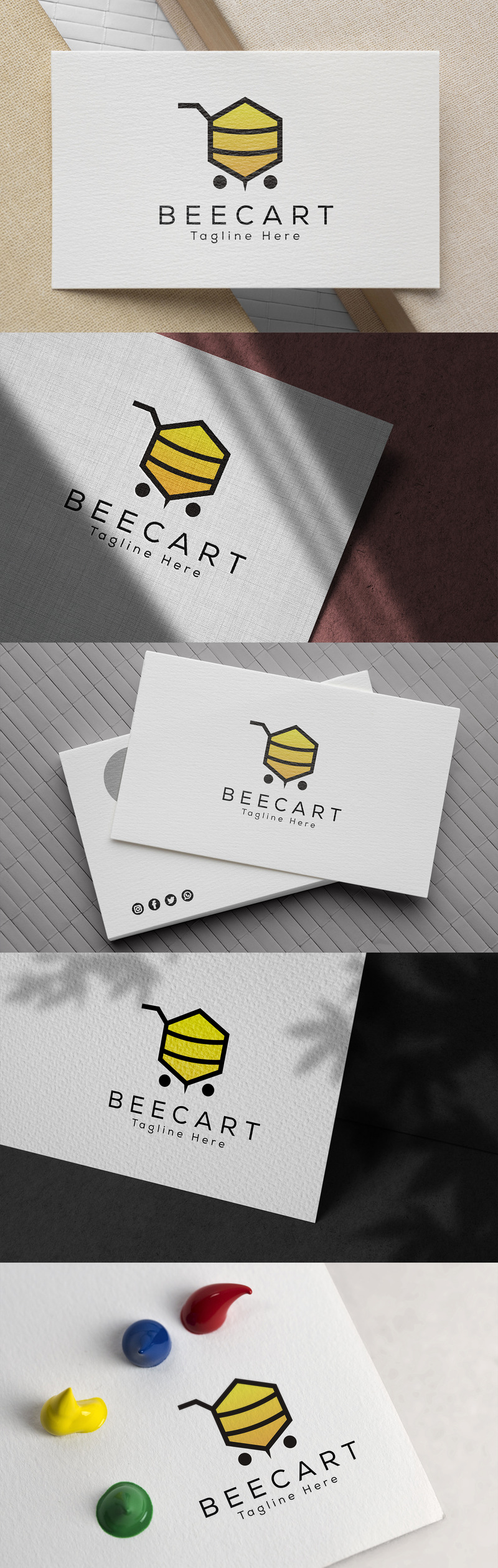 Design de logotipo Bee Cart - Design de logotipo de compras online - Design de logotipo de comércio eletrônico - Features Image 1