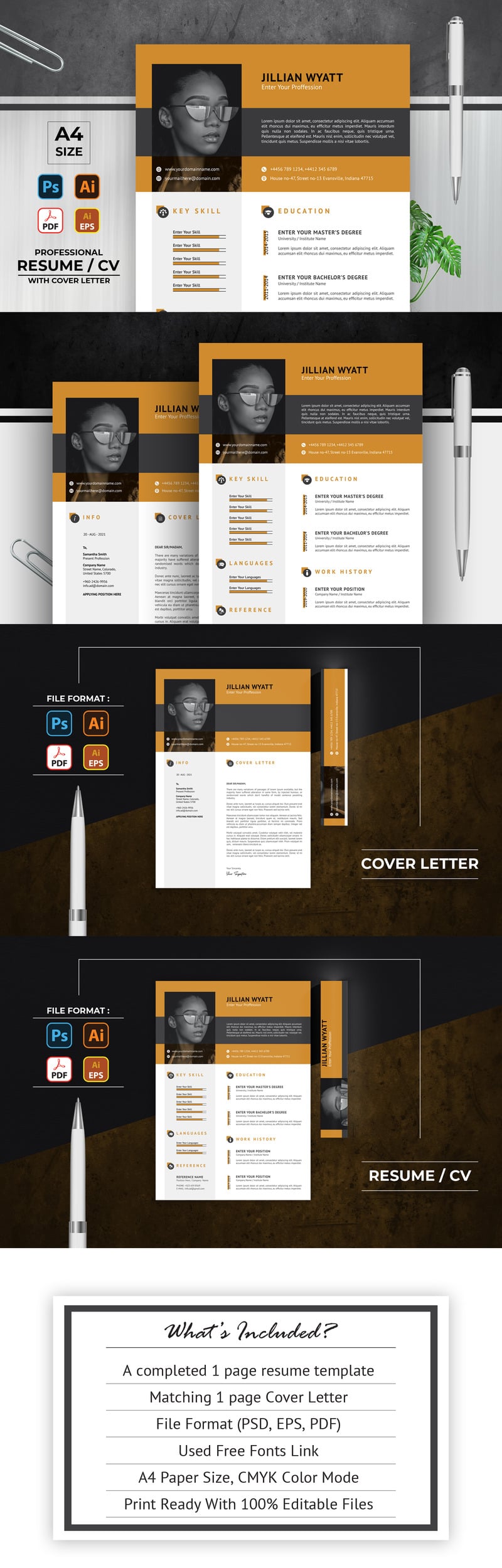 Curriculum / modello di CV stampabile di Jillian Wyatt - Caratteristiche Immagine 1