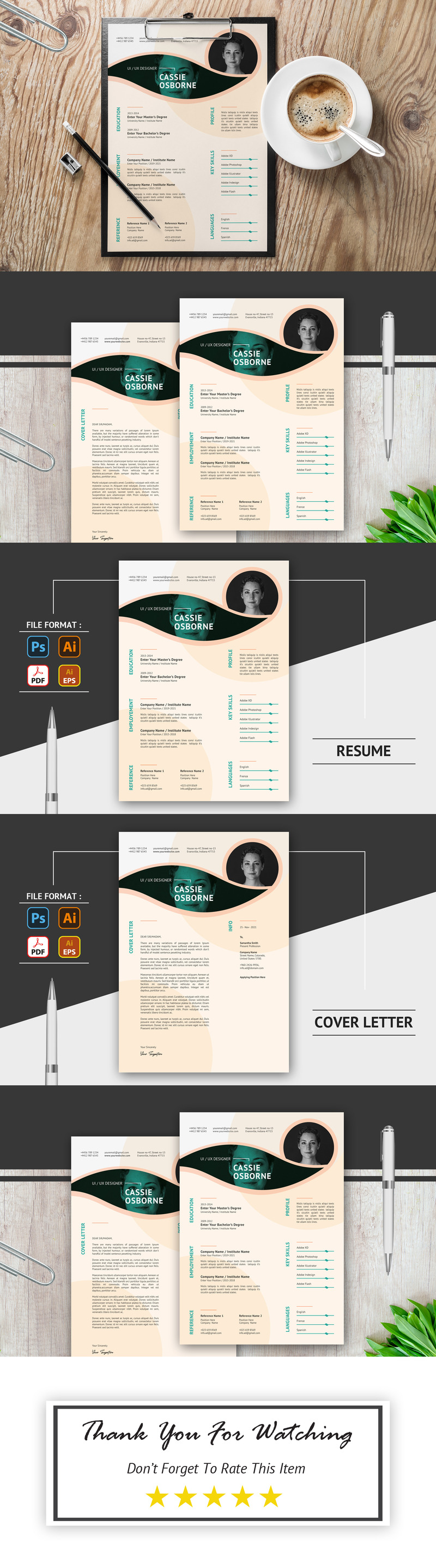Cassie Osborne - Creative Layout - Printable Resume Template - Features Image 1