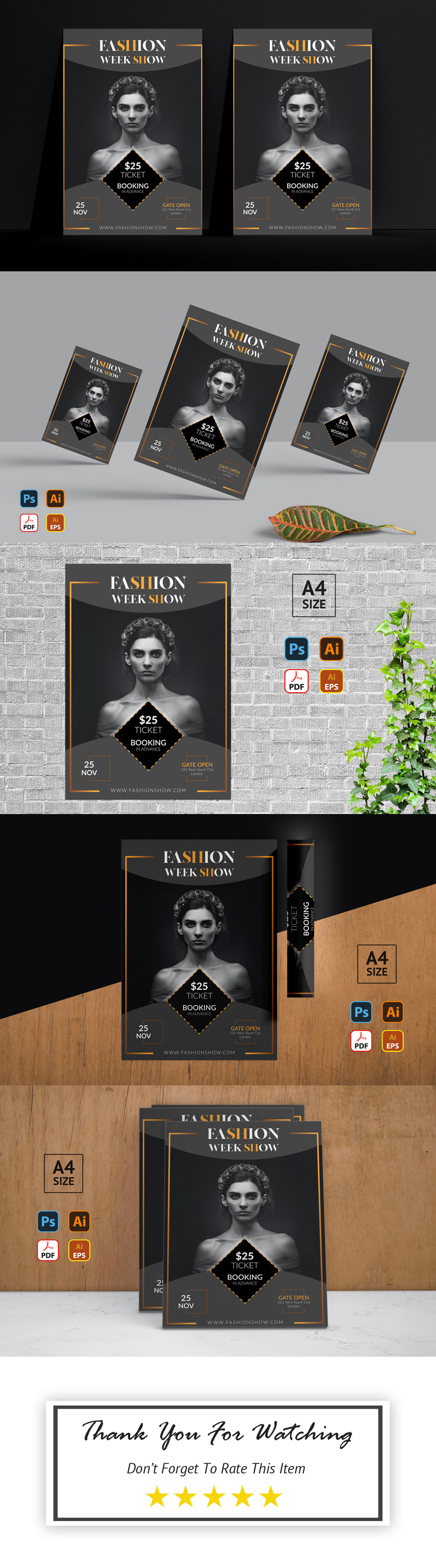 Black Fashion Week Show Flyer Corporate Identity - Features Image 1