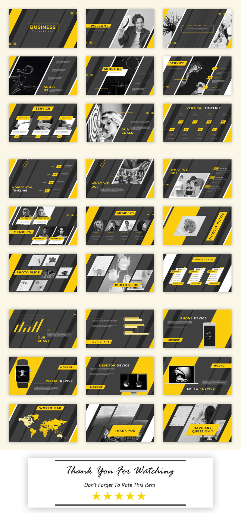 Presentación de PowerPoint de negocios Color negro y amarillo - Características Imagen 1