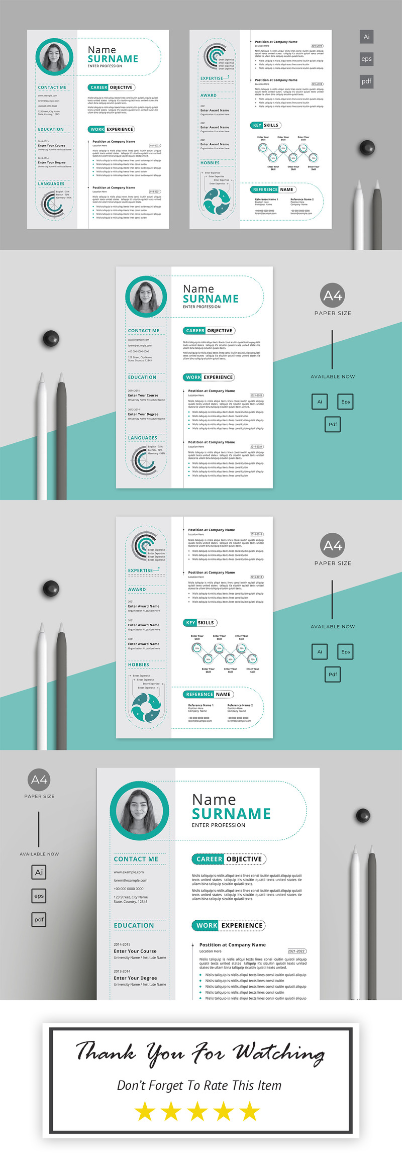 Infographic Two Page Resume Layout CV Template - Features Image 1