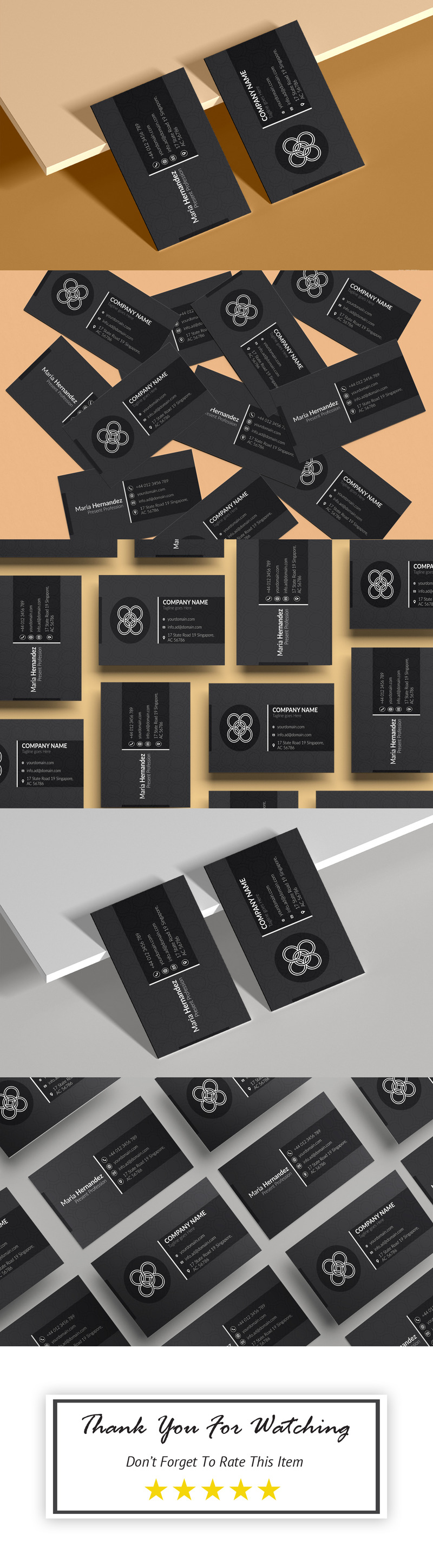Black Simple and Clean Business Card Layout Corporate identity template - Features Image 1