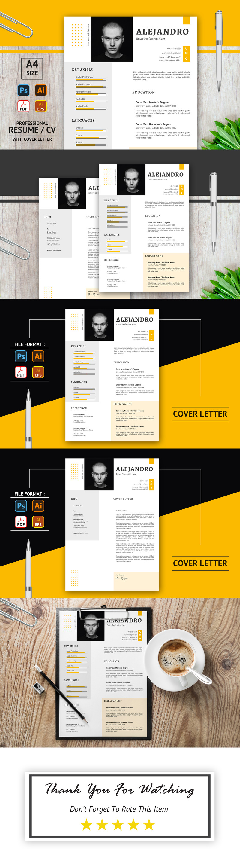 Alejandro - Simpe and Clean - Printable Resume Template - Features Image 1