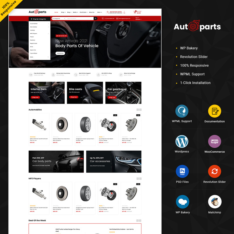 Autoparts - Mega Shop Multipurpose Responsive WooCommerce Store - Features Image 1
