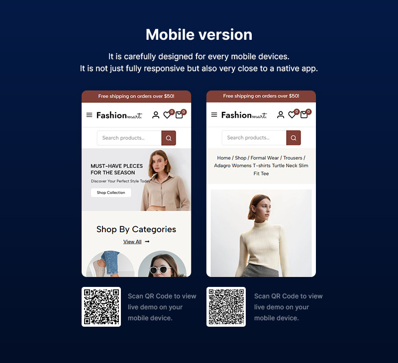 Fashionmart - Tema WooCommerce adaptable y multipropósito para tiendas de moda y ropa - Características Imagen 2
