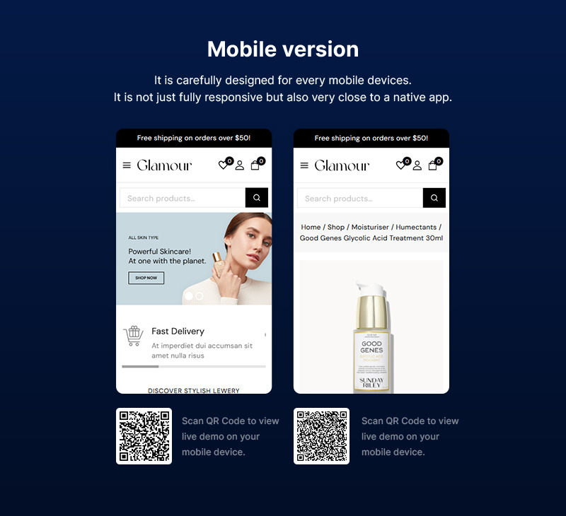 Glamour - Thème réactif WooCommerce Elementor pour les soins de la peau, la beauté et les cosmétiques - Caractéristiques de l’image 2