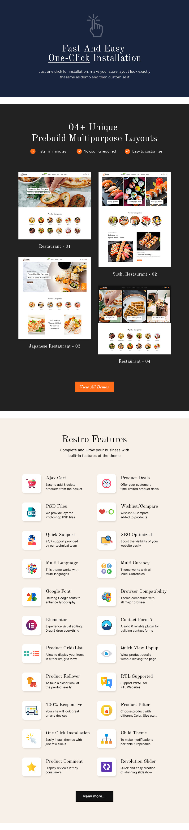 Restro - WooCommerce Elementor Theme für Sushi-, japanische und chinesische Restaurants - Eigenschaften Bild 2