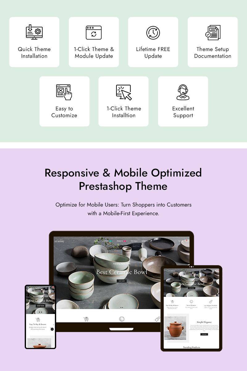 Seramik - Seramik, Çömlekçilik ve El Sanatları Çok Amaçlı Duyarlı Prestashop Teması - Features Image 1