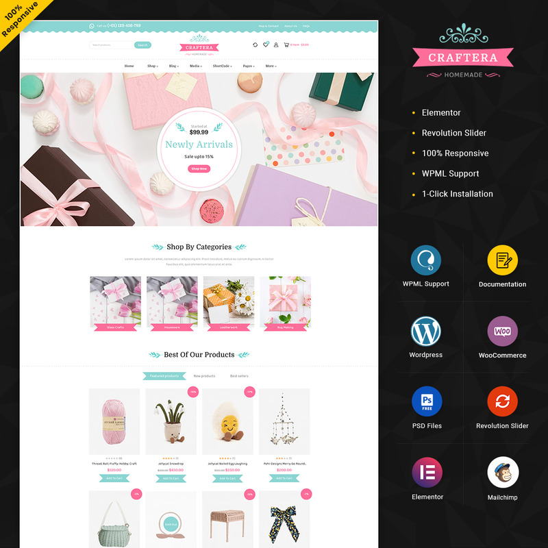 Craftera - Çok Amaçlı Elementor Duyarlı WooCommerce Teması - Features Image 1