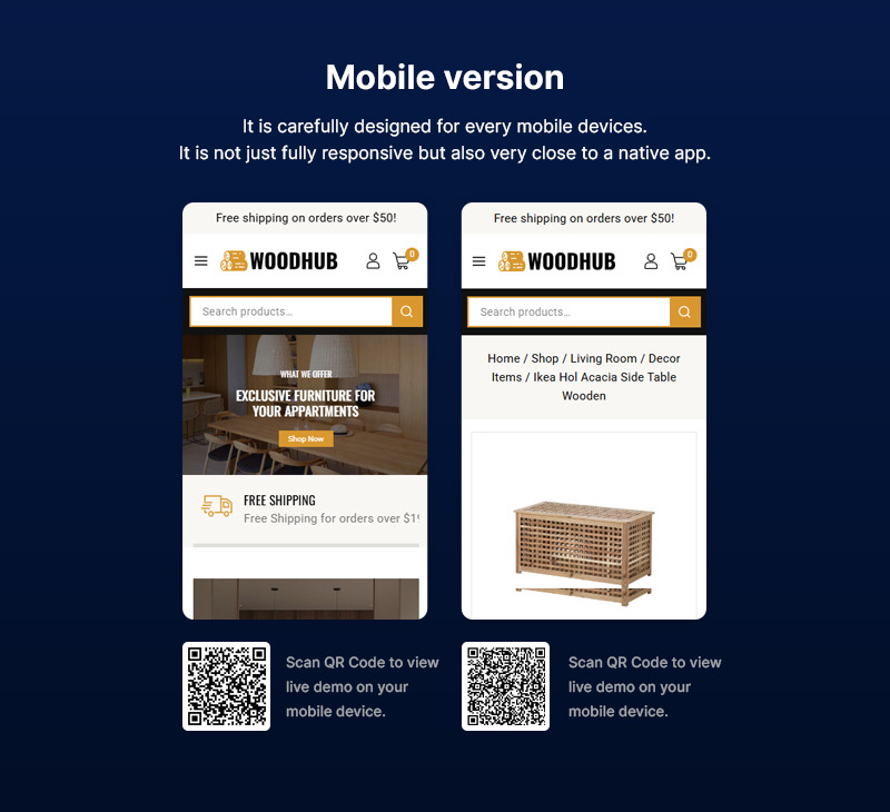WoodHub - Loja de madeira e móveis e tema WooCommerce de decoração para casa - Features Image 2