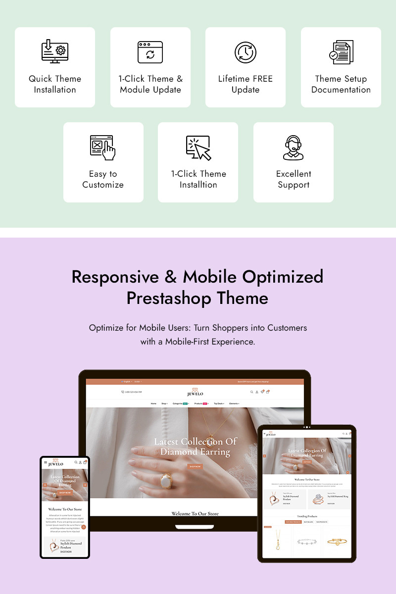 Jewelo - Jewellery And Accessories Multipurpose Responsive Prestashop Elementor Store - Features Image 1