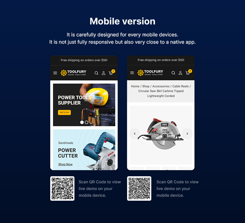 Toolfury - Thème réactif Elementor WooCommerce pour magasin de quincaillerie et d'outils - Caractéristiques de l’image 2