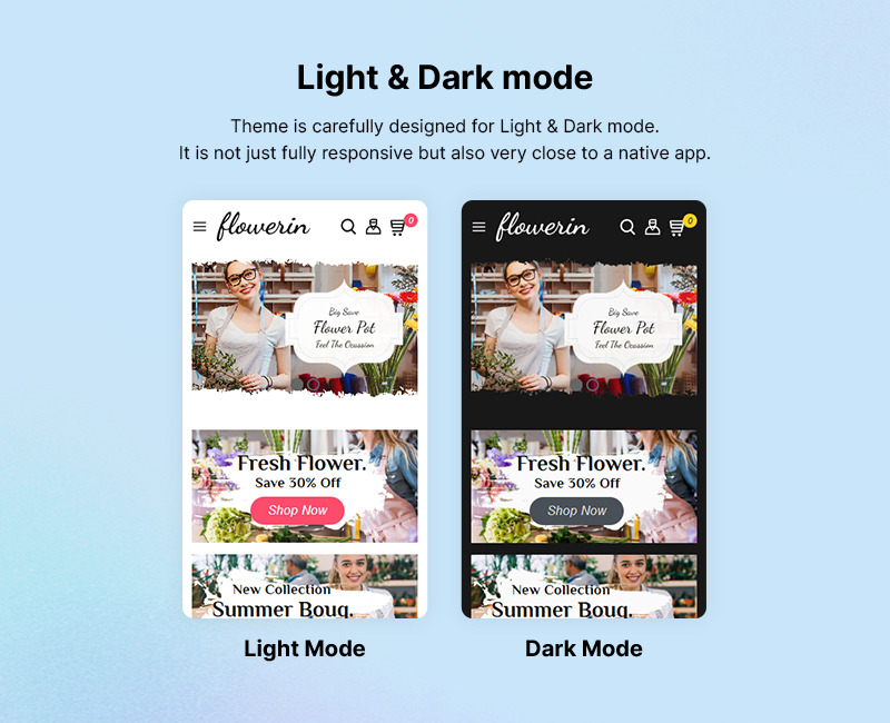 Flowerin – WooCommerce-Theme für Blumenläden und Floristengeschenke - Eigenschaften Bild 3