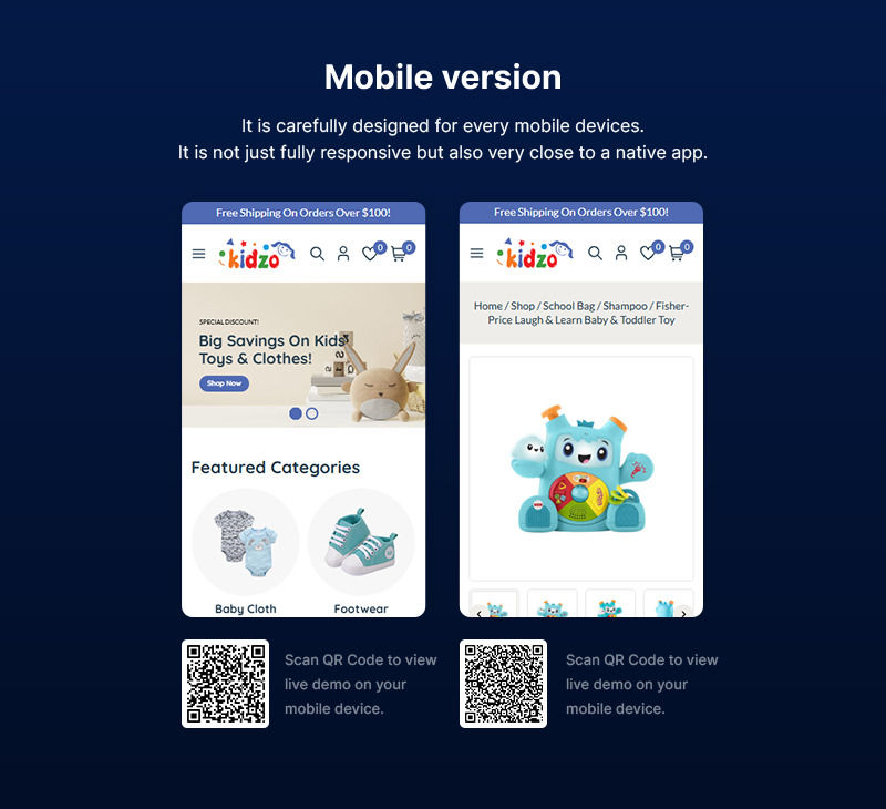 Kidzo - Loja de roupas e brinquedos infantis Tema responsivo WooCommerce - Features Image 2
