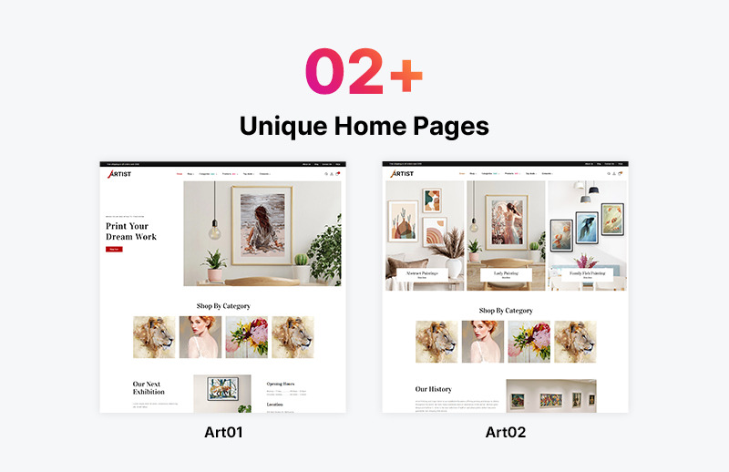Artiste - Thème WooCommerce Responsive Elementor polyvalent pour l'art et la galerie - Caractéristiques de l’image 1