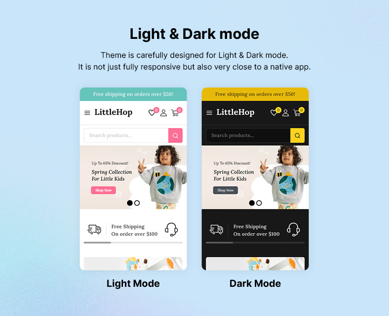 Littlehop – Responsive WooCommerce-Theme für den Kinderkleidungs- und Spielzeugladen - Eigenschaften Bild 3