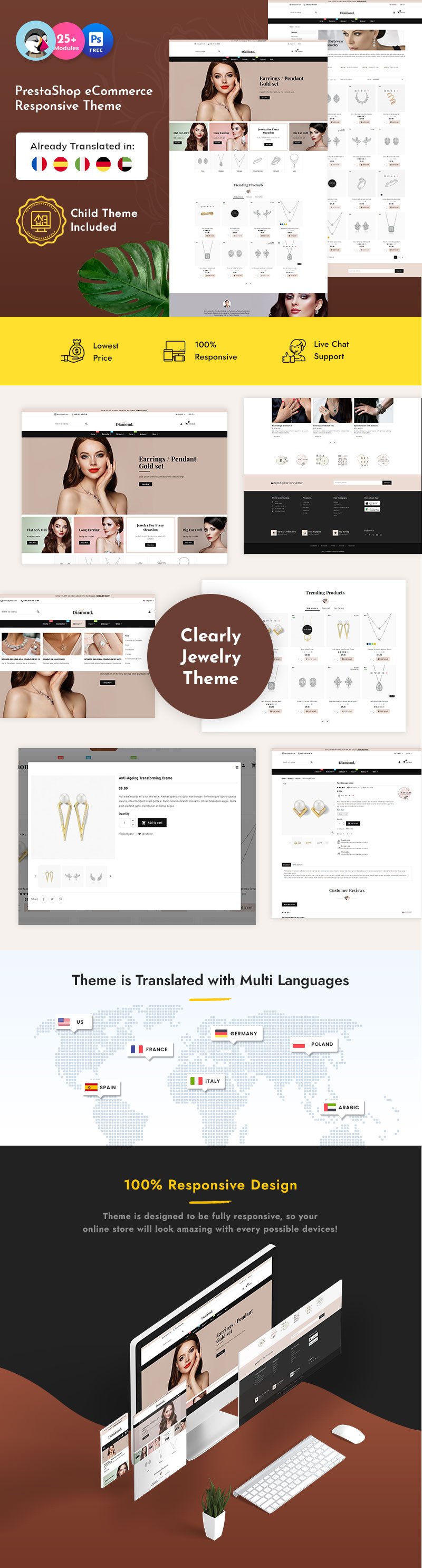 Diamond – Jewelry Imitation Store Multipurpose PrestaShop Theme - Features Image 1