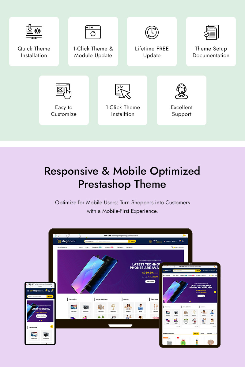 Offre exceptionnelle – Boutique en ligne d'éléments électroniques multifonctions Prestashop - Caractéristiques de l’image 1
