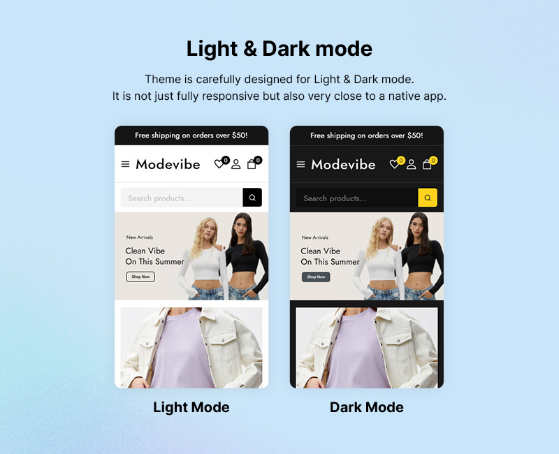 Modevibe - Tema WooCommerce adaptable y multipropósito para tiendas de moda y ropa - Características Imagen 3