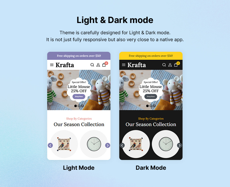 Krafta - Tema adaptable multipropósito de WooCommerce para tienda de artesanías y arte hecho a mano - Características Imagen 3