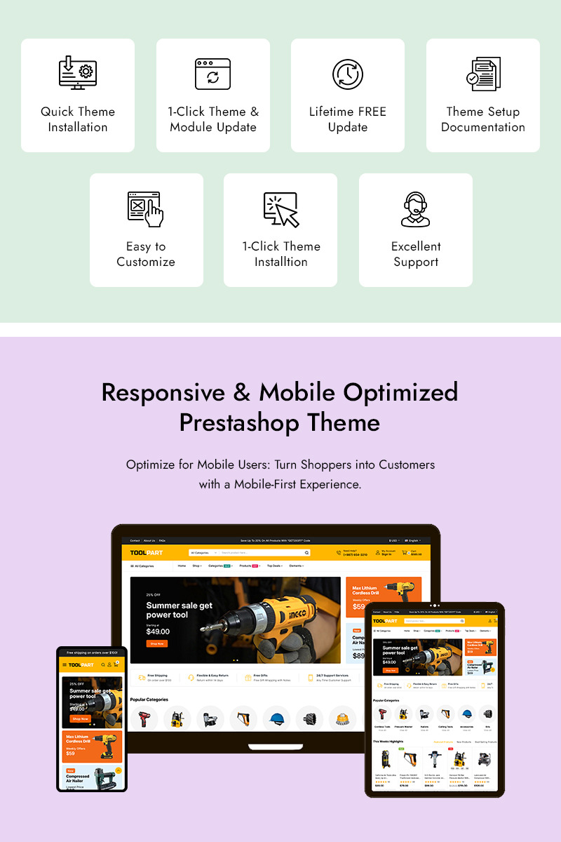 ToolPart – Tools Parts and Equipment Responsive Prestashop Store - Features Image 1