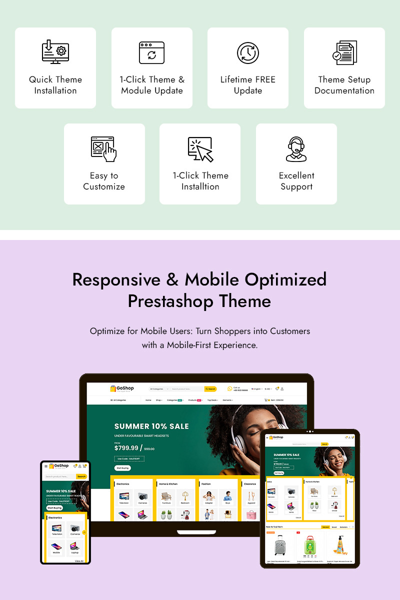 GoShop – Tema multipropósito para PrestaShop y Elementor - Características Imagen 1