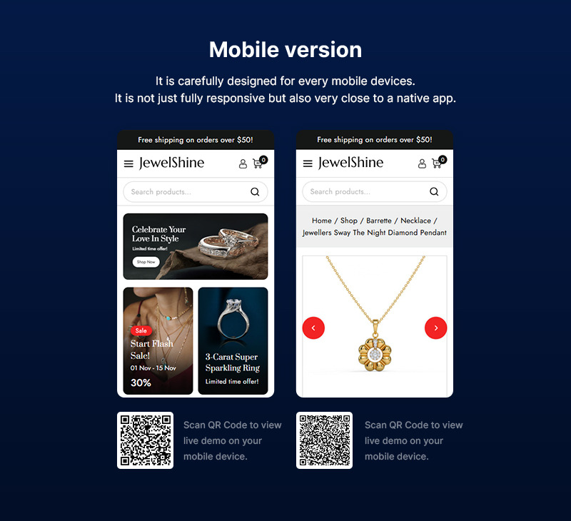 Jewelshine - Biżuteria i diamenty Elementor WooCommerce Responsywny motyw - Obraz funkcji 2