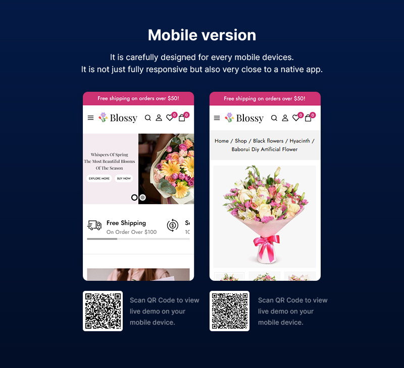 Blossy - Tema WooCommerce para regalos de floristería y floristerías - Características Imagen 2
