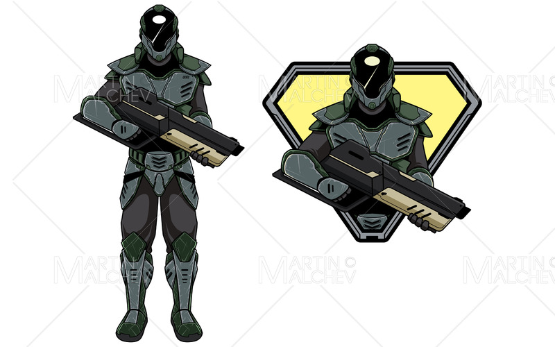 Futuristisk soldatmaskot vektorillustration - Features Image 1